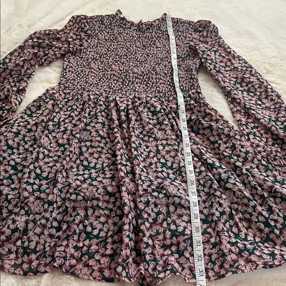 Lulu's Emerald Green and Pink Floral Dress, M - Picture 8 of 13